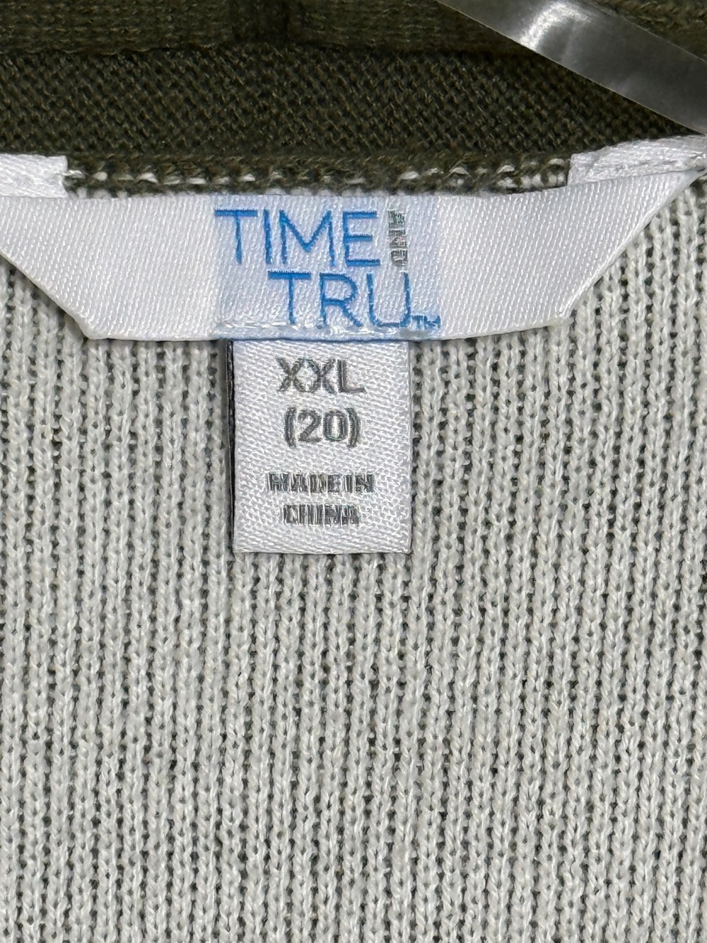 Time & Tru Olive Green Open Front Knit Long Cardigan Size 20 NWOT - Picture 3 of 5